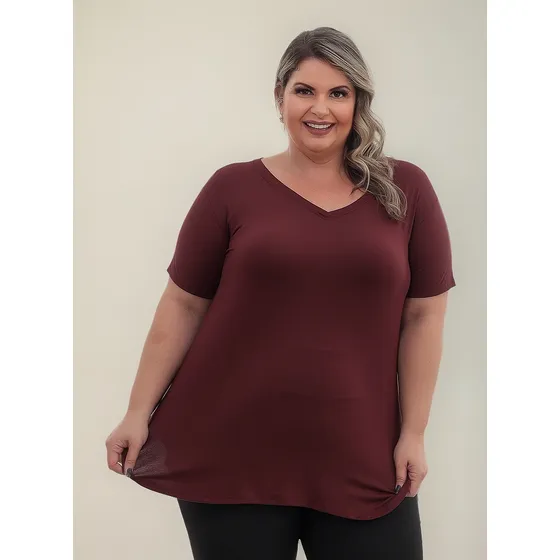 Camiseta Modal Feminina Academia Moda Plus Size 