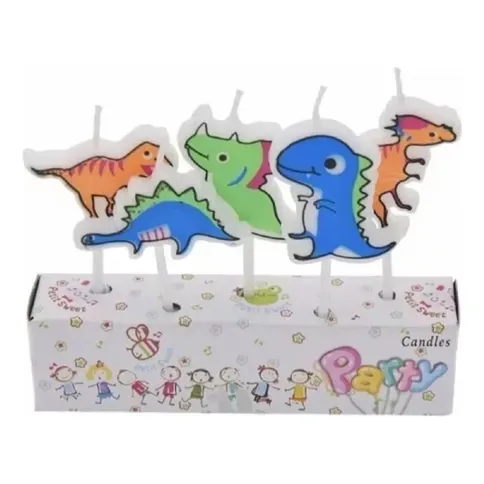 Vela Set Dinosaurios Dino X5 Cumpleaños Torta