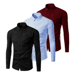Kit 3 Camisa Masculina Manga Longa Social Sembolso Executivo Kit 3 Camisa Masculina Manga Longa Social Sembolso Executivo