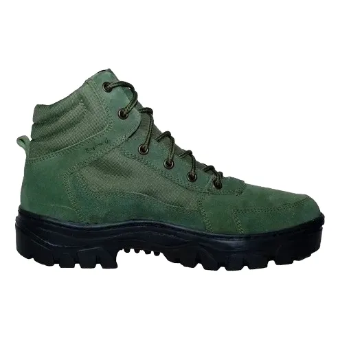 Borcegui Caña Corta Tactico Cordura Y Cuero Gamuza Verde