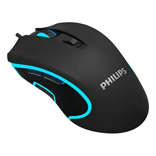 Mouse Para Gamers Philips G413 Full Rgb 6000 Dpi - 6 Botones Negro