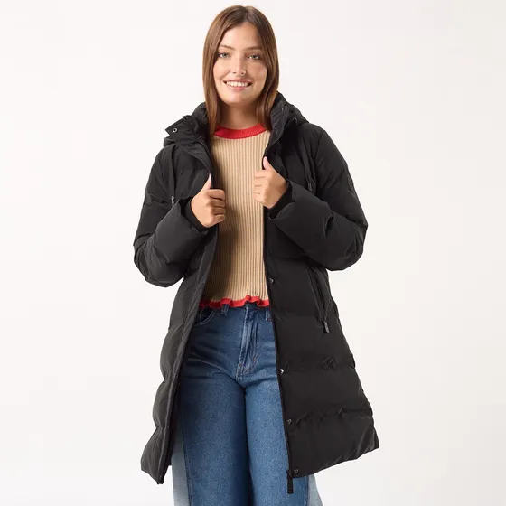 Campera Mujer Oreiro Love Larga Maxi Impermeable Con Capucha