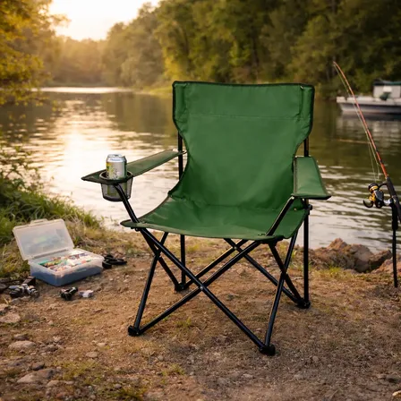 Cadeira Dobrável Camping Pesca Porta Copo Portatil 120kg Verde