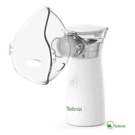 Nebulizador Inalador Portátil Marca Bahrein Sem Fio A Pilha Ou Cabo Usb Cor Branco Com Azul Compacto Mesh Bivolt Nebulizador Com Rede Vibratória Aparelho Para Inalação Inalador Silencioso 127/220v