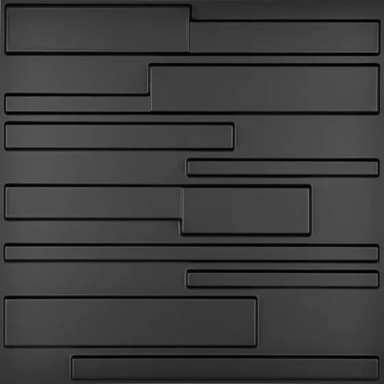 Paneles De Pared 3d Negros Rectangulares Diseño Moderno