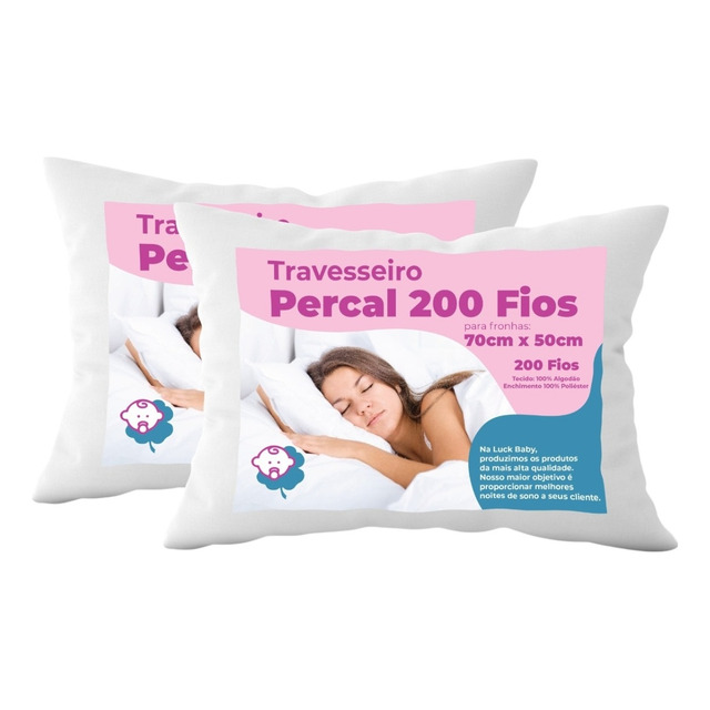 Travesseiro 100% AlgodĂŁo 200 Fios 70 Cm X 50 Cm - 2 Unidades Travesseiro 100% AlgodĂŁo 200 Fios 70 Cm X 50 Cm - 2 Unidades