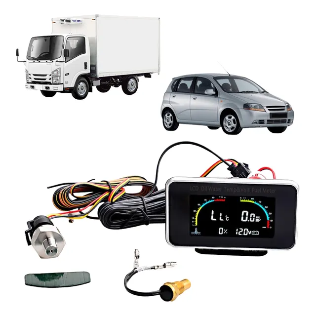 Reloj Temperatura Carro Aceite Auto Lcd 4en1 Digital Coche