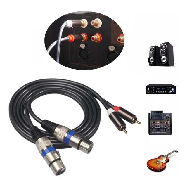 Cable Audio 2 Xlr Plug M A 2 Rca Profesional Djs 1,5 Metros