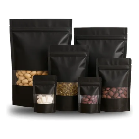 Saco Kraft Preto Metal Visor Zip Hermetico Pouch C/50 -10x15 Preto