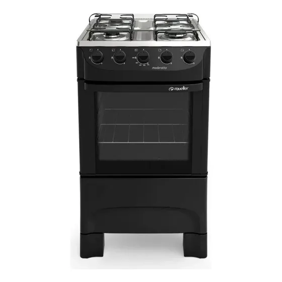 Cocina Mueller Moderatto 4 bocas glp color negro mate con puerta con visor