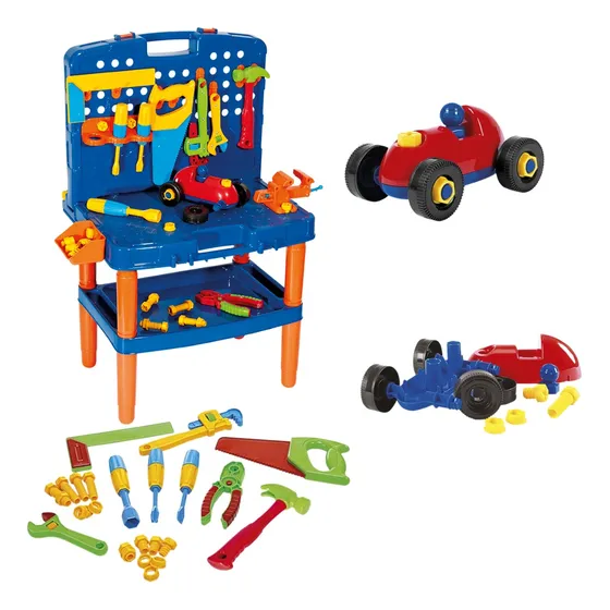 Bancada De Ferramentas Infantil C/ Carrinho Monta E Desmonta