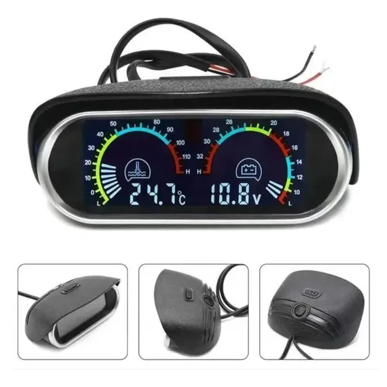 Reloj Temperatura De Motor Y Voltaje 2en1 Con Alarma Sonora