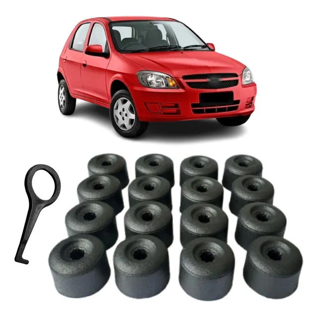 Kit Capas Parafuso Roda Chaveta 17mm Preto Celta Corsa Astra