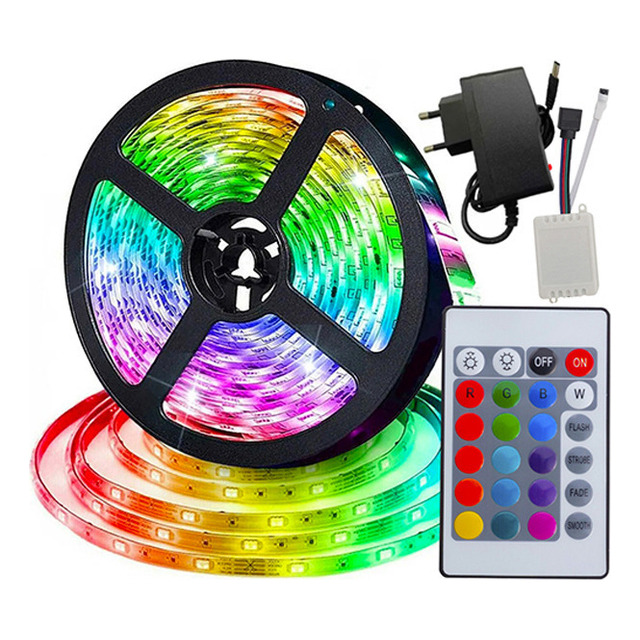 Fita Led Rgb 5m 3528 Com Controle E Fonte Fita Led Rgb 5m 3528 Com Controle E Fonte