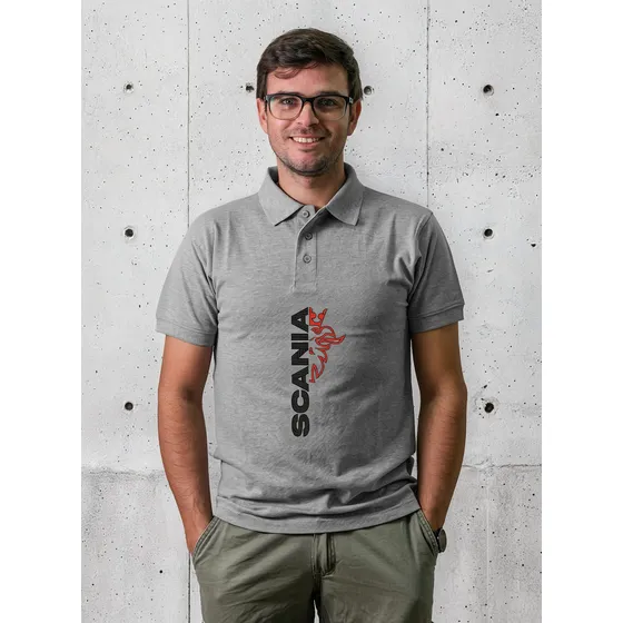 Remera Polo Hombre Caballero Bordada Águila Scania Roja