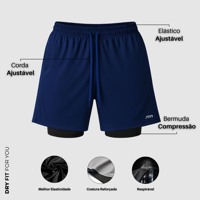 Bermuda Dupla Masculina Compreensão 2 Em 1 Short Esporte Bermuda Dupla Masculina Compreensão 2 Em 1 Short Esporte