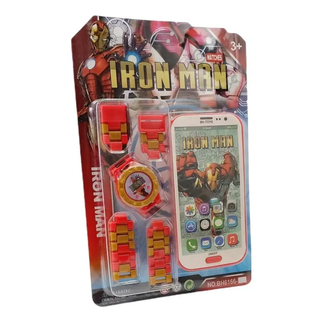 Reloj Para Niños Iron Man + Telefono Juguete Cod 2546