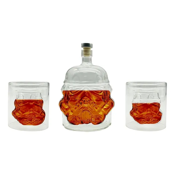 Botella De Vidrio Star Wars Con Vasos De Vidrio 750ml