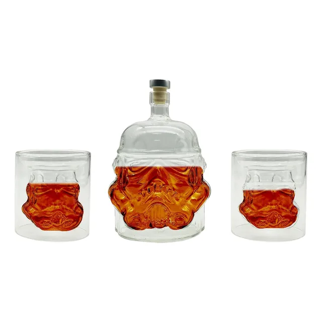 Botella De Vidrio Star Wars Con Vasos De Vidrio 750ml