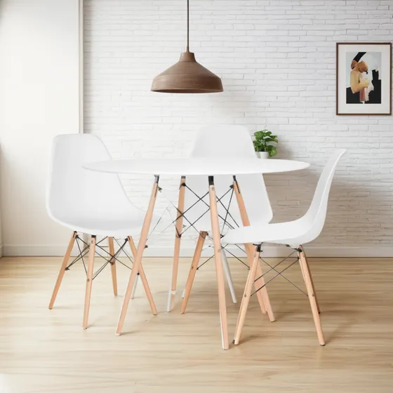 Kit Eiffel Mesa 80cm 3 Lugares Cadeiras Eames Otimiza Espaço