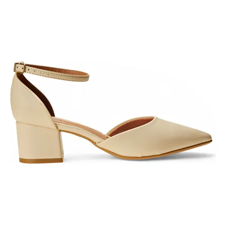 Sapato Tornozeleira Salto Médio Bloco Pelica Vizzano