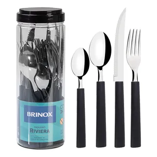 Faqueiro Inox 24 Peças Preto Brinox Riviera Faqueiro Inox 24 Peças Preto Brinox Riviera