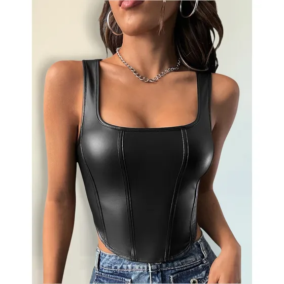 Top De Cuerina Asimétrico