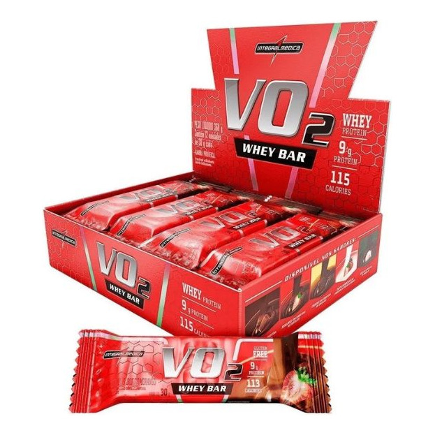 Vo2 Whey Bar Proteína Morango Caixa 12 Un Suplemento Barra Vo2 Whey Bar Proteína Morango Caixa 12 Un Suplemento Barra