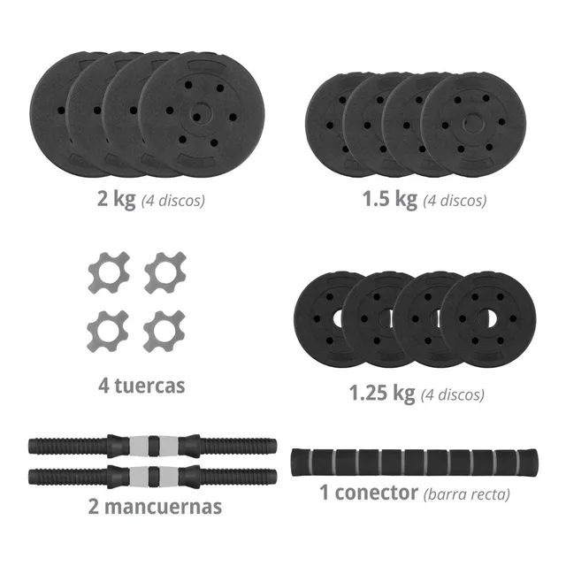Mancuernas Ajustables Altera 20kg Juego Pesas Gym Ejercicio Color Gris