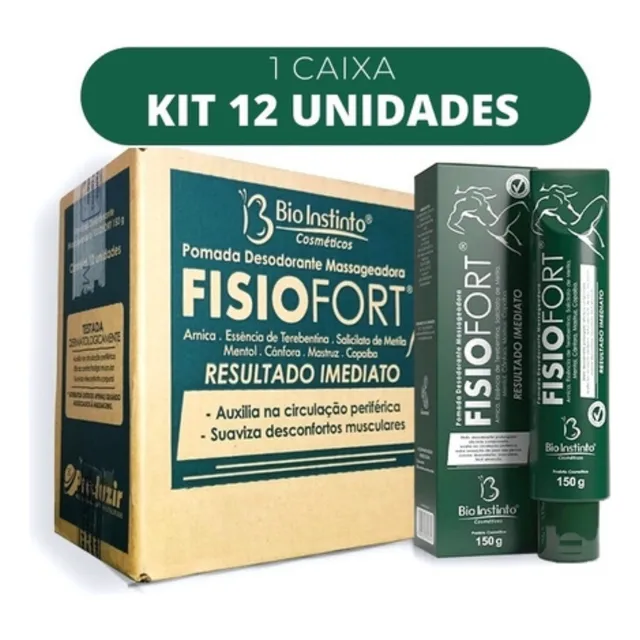 Pomada P/ Massagem Atacado Fisiofort Verde 150g - 12 Uni