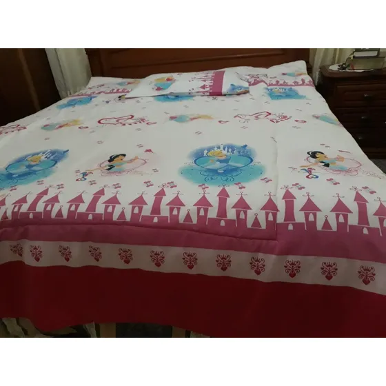 Cubrecama Para Niña Cama Individual Corazon Princesas Disney
