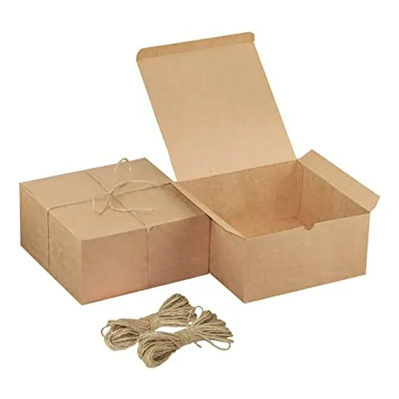 Cajas De Regalo Kraft Marrón 8x8x4 Pulgadas, Decorativas Par