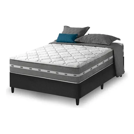 Cama Box Casal Preto + Colchão Molas Ensacadas Miami 138cm Preto