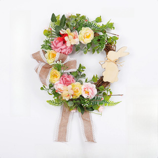 Corona De Conejito De Pascua Para Decoración Del Hogar, Coro Corona De Conejito De Pascua Para Decoración Del Hogar, Coro