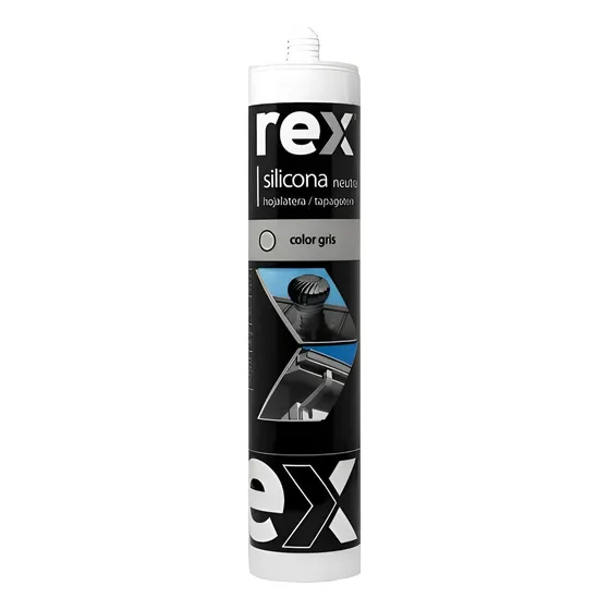 Silicona Neutra Color Gris Cartucho 300ml Rex 30360