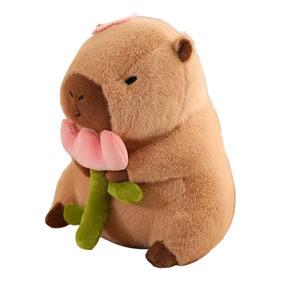 Peluche De Capibara Con Flor 40cm Super Suave Y Lindo