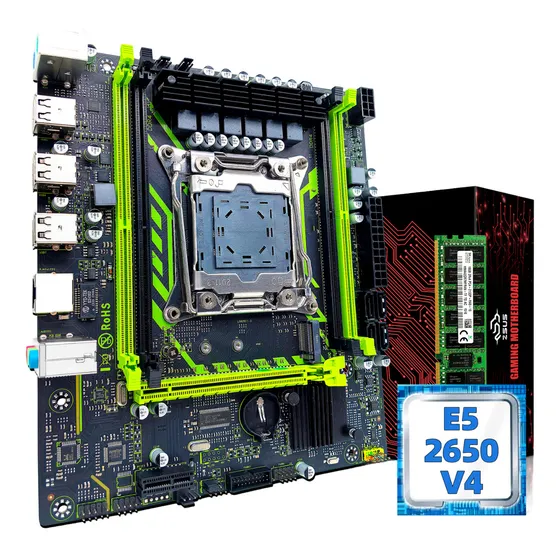 Kit Placa X99 Xeon E5 2650 V4 16gb De Ram Ddr4 Cor Preto