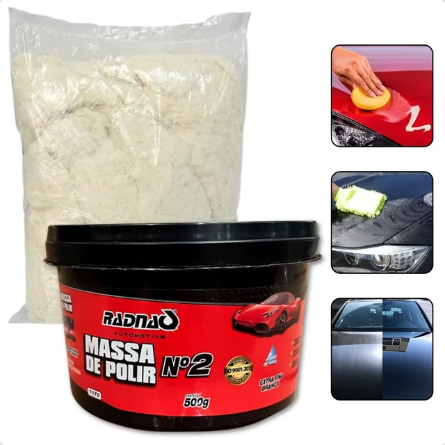 Kit Massa De Polir N2 Radnaq Tira Riscos Polimento Brilho