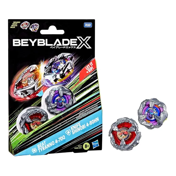 Beyblade X Beat Tyranno 4-70q & Knife Shinobi 4-80hn Hasbro® Color Pack Doble