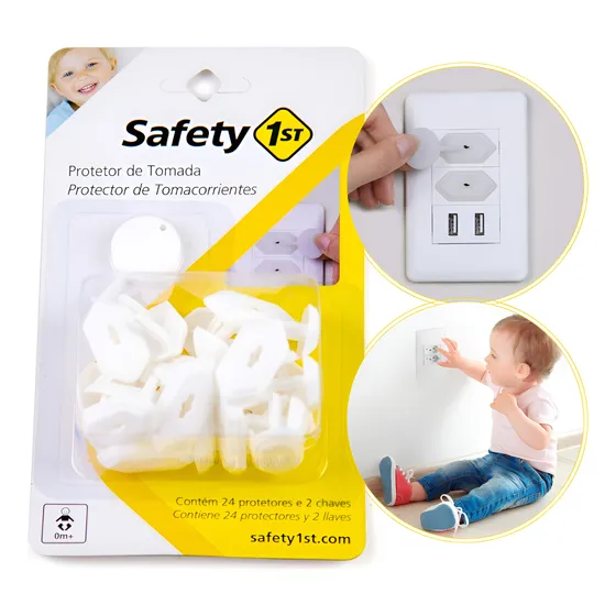 24 Protetor D Tomada Choque Elétrico Segurança Conforto Bebê Branca