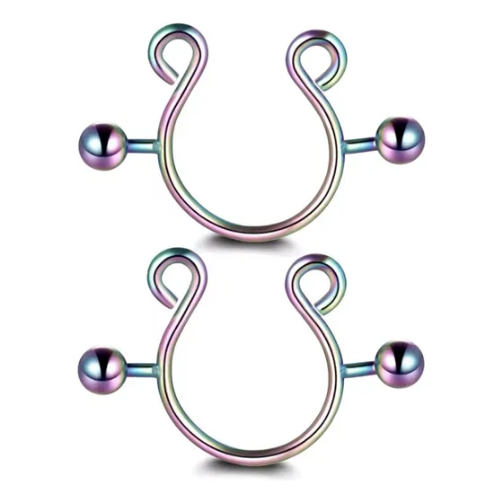 Piercings Pezon Sin Perforación Aretes Falsos Pezon Tornasol Tornasol