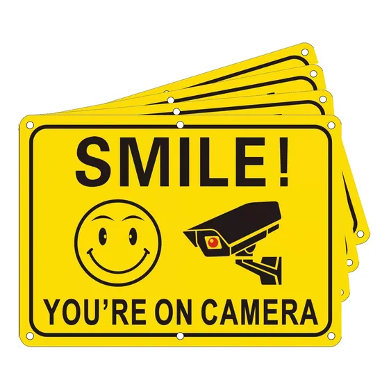 Smile You're On Camara Signs 4 Advertencia Acampar 10.0