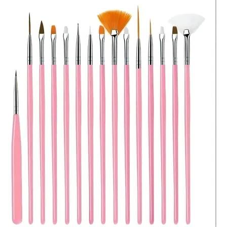 Set 15 Pinceles Nail Art Y Detalle Para Maquillaje