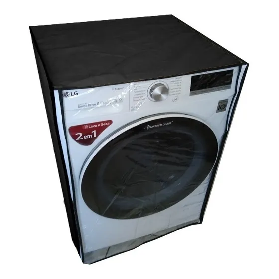 Capa Pra Maquina Lavar Lava E Seca 6kg 8,5kg 10kg 11kg Cor Preta