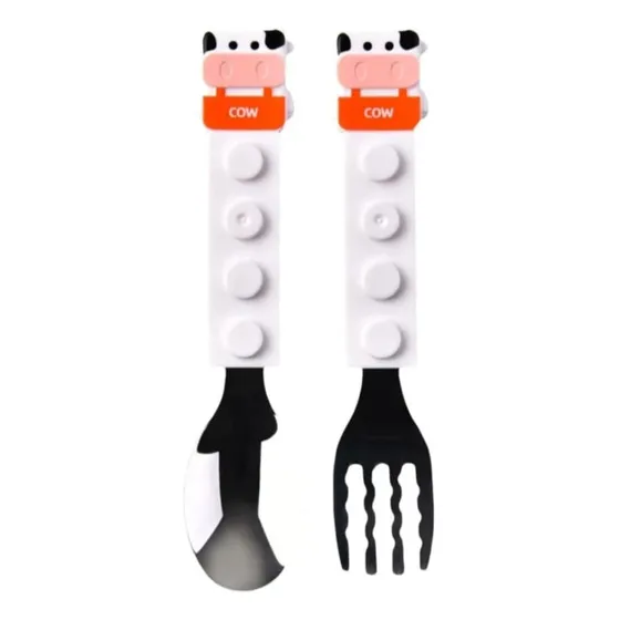 Set De Cubiertos Acero Juego Lego Niños Lonchera Cuchara Ten
