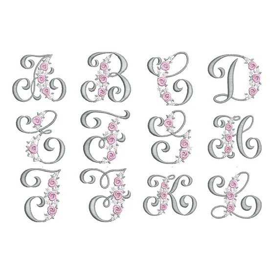 Matrices P/ Maquinas De Bordar Abc/abecedario Con Rosas