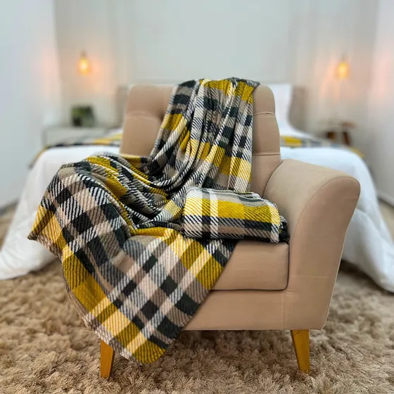 Cobertor Manta Soft Leve Quentinho Para Cama E Sofá Xadrez