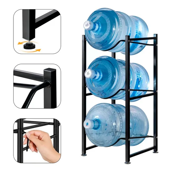 Estante Organizador Rack 3 Botellones Agua 20lts Negro