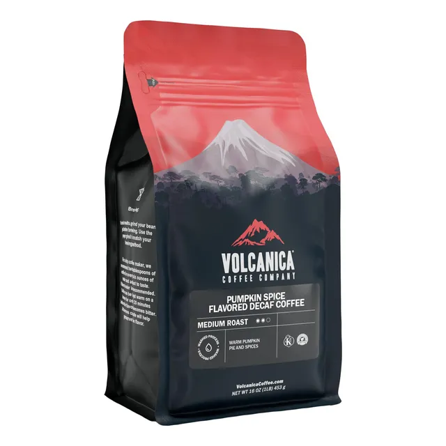 Cafe Descafeinado Con Sabor A Especias De Calabaza, Grano En