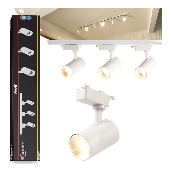 Kit Trilho Eletrificado 15w 3000k 1m Branco 3 Spots Led Branco Quente 127/220V 251931388 Avant